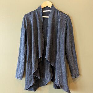 Testimony Los Angeles Womens Small Black French Terry Drape Open Cardigan Cotton